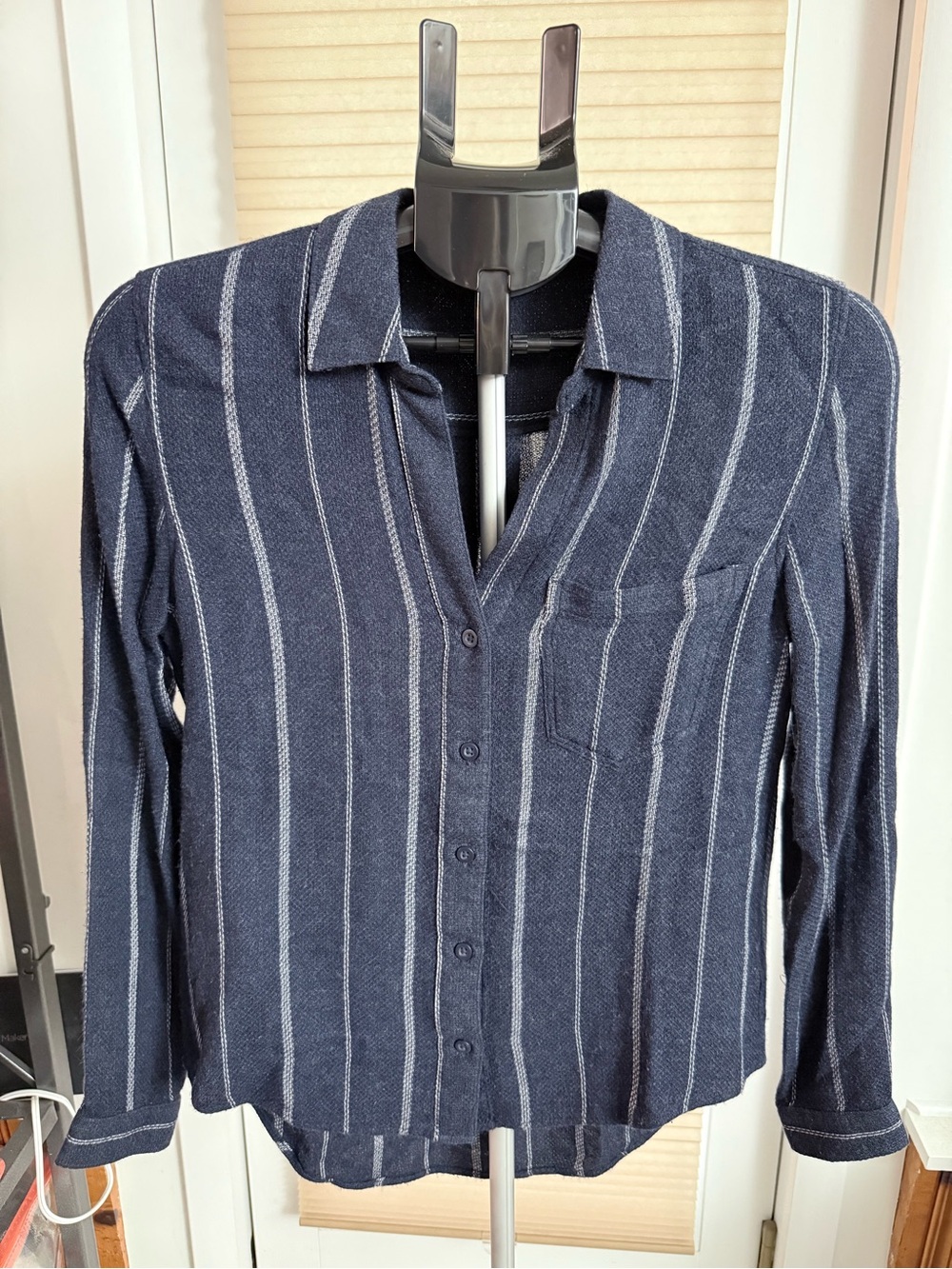Coastal Casual Tulane Navy Button Down Shirt white vertical stripe detailing